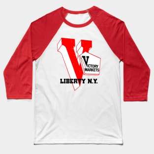 Victory Market Former Liberty NY Grocery Store Logo Baseball T-Shirt